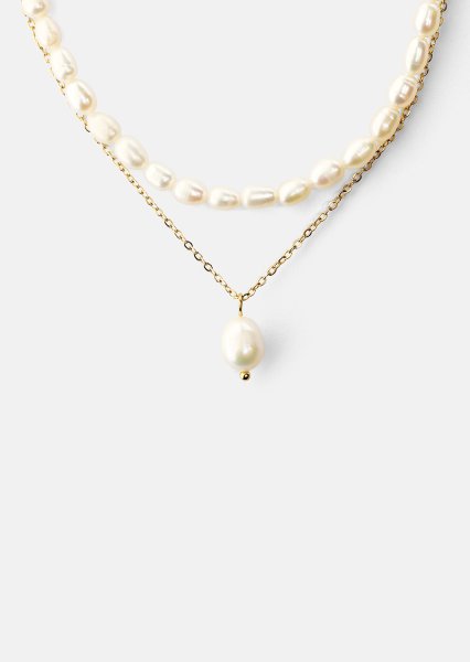Halsband Duo Pearl & Gold - 18k Guldpläterat