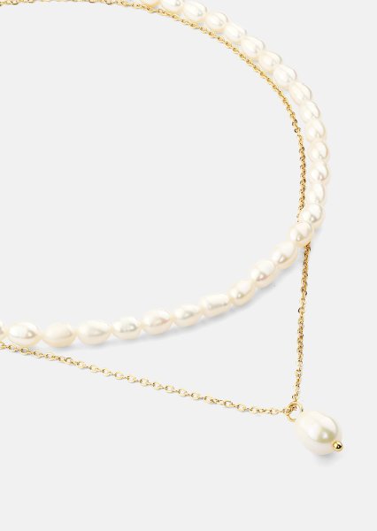 Halsband Duo Pearl & Gold - 18k Guldpläterat