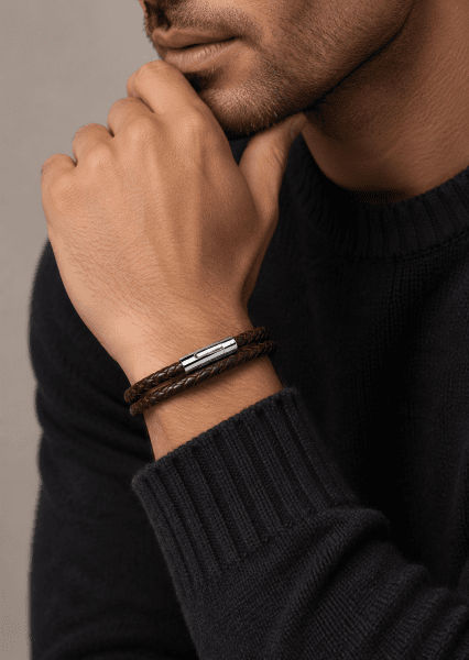 Läderarmband Crimson Arc