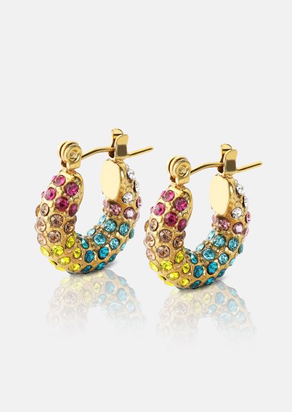 Colored Pearl Hoop Örhänge - 18k Guldpläterat
