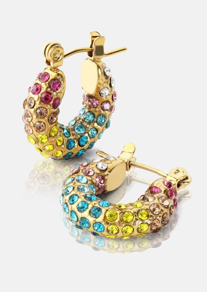 Colored Pearl Hoop Örhänge - 18k Guldpläterat