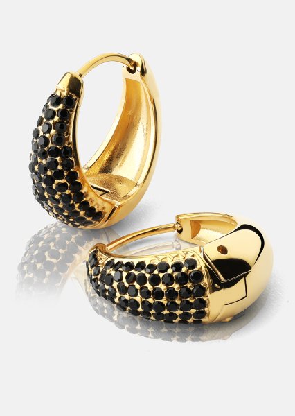 Örhänge Dark Crystal Hoop - 18k Guldpläterat