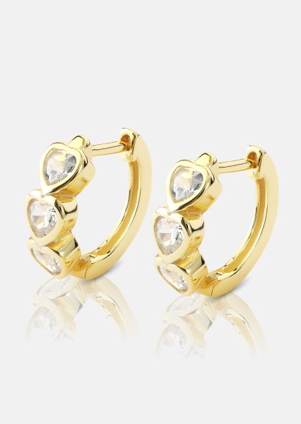 Örhänge Heart Hoops - 18k Guldpläterat