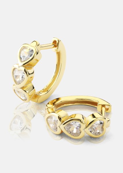 Örhänge Heart Hoops - 18k Guldpläterat