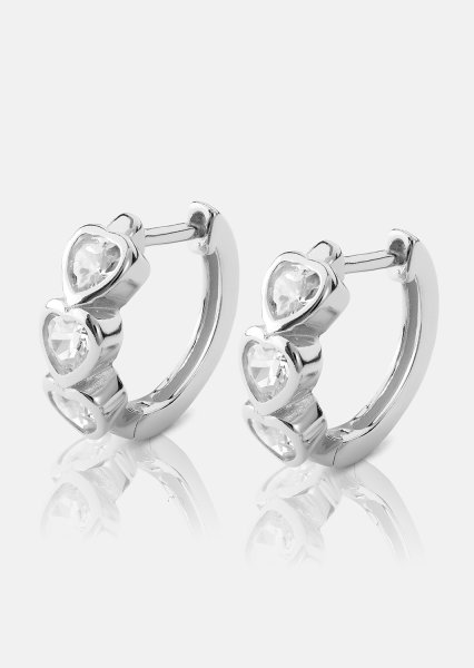 Örhänge Heart Hoops - Silverpläterat
