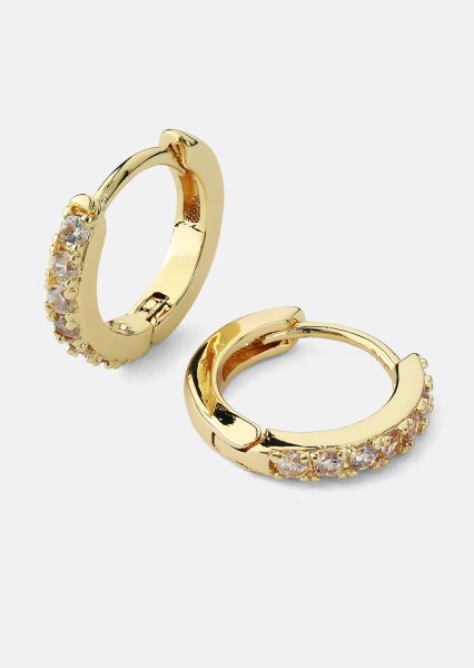 Örhängen Crystal Hoops - 18k Guldpläterade