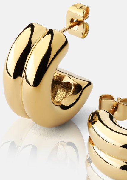 Örhänge Bold Curve - 18k Guldpläterat