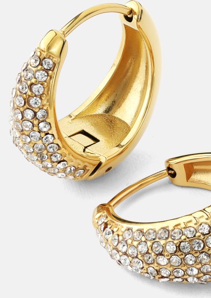 Örhänge White Crystal Bold Hoops - 18k Guldpläterat