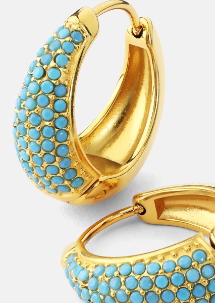 Örhänge Turquoise Crystal Bold Hoops - 18k Guldpläterat