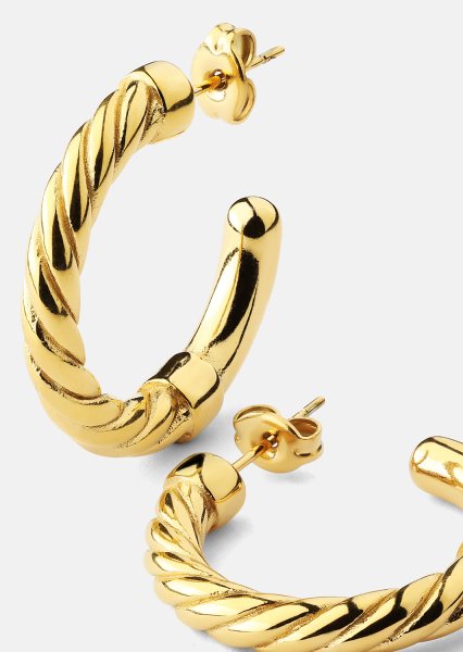 Örhängen Twistade Hoops – 18k Guldpläterade