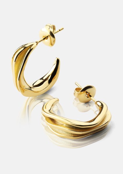 Örhängen Gleaming Flow - 18k Guldpläterade
