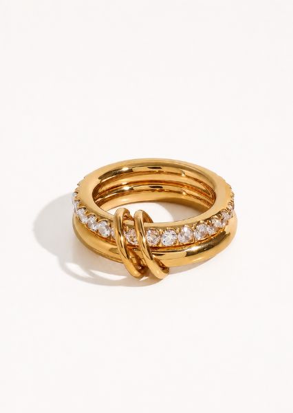 Ring Stacked Crystal - 18k Guldpläterad