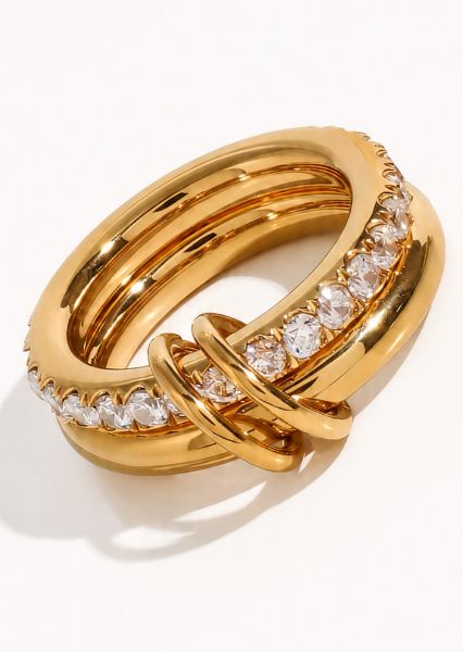 Ring Stacked Crystal - 18k Guldpläterad
