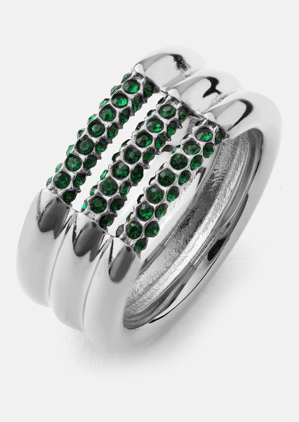 Ring Green Lumière - Silverpläterad
