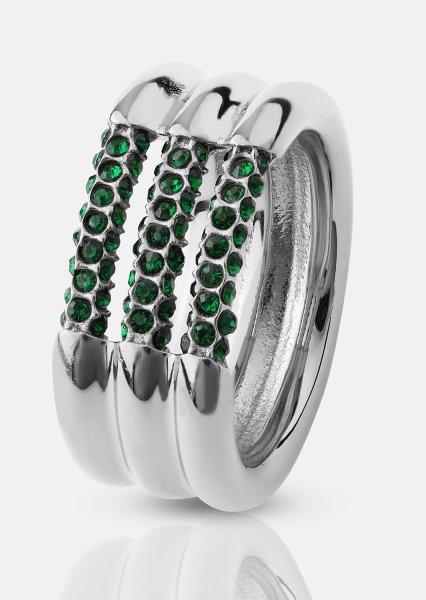 Ring Green Lumière - Silverpläterad