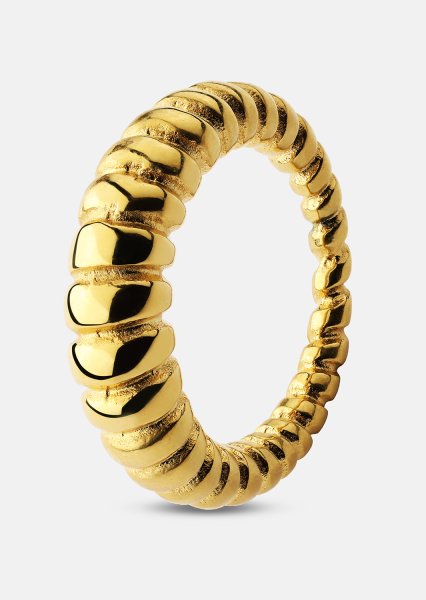 Ring Bold Ribbed - 18k Guldpläterad