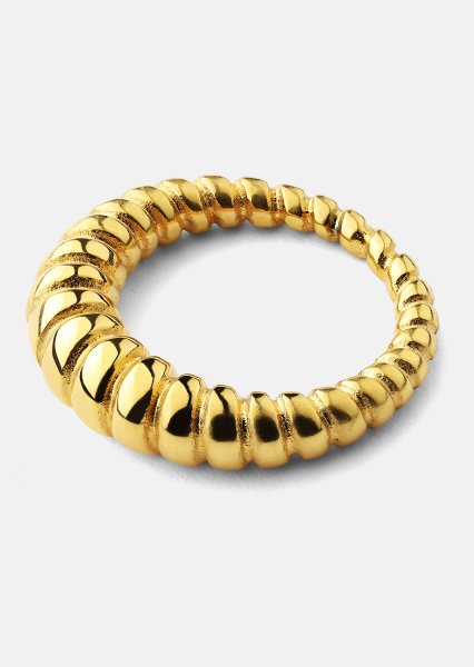 Ring Bold Ribbed - 18k Guldpläterad
