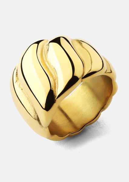 Ring Bold Wave - 18K Guldpläterad