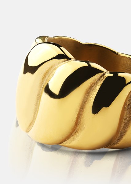 Ring Bold Wave - 18K Guldpläterad