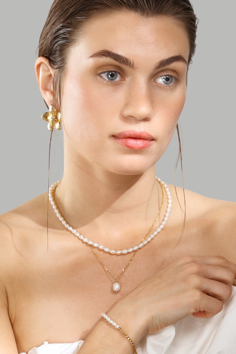 Halsband Duo Pearl & Gold - 18k Guldpläterat