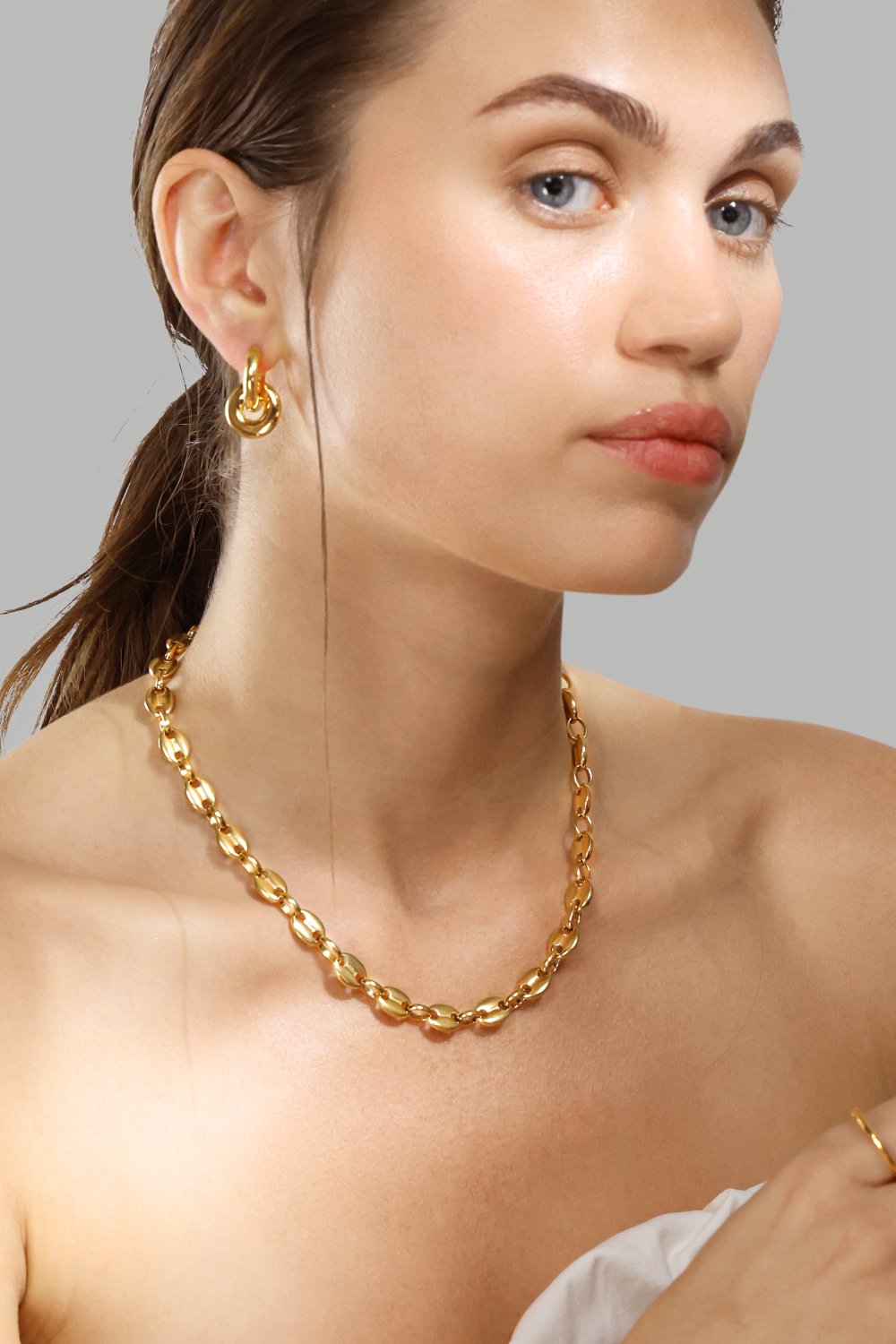 Örhängen Chunky Link – 18k Guldpläterade