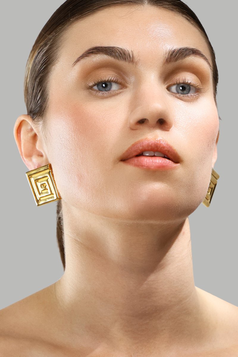 Örhänge Geometric Glow - 18k Guldpläterat