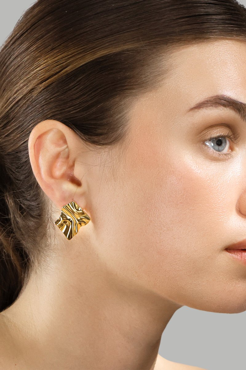 Örhänge Golden Ripple Studs - 18k Gold Plated