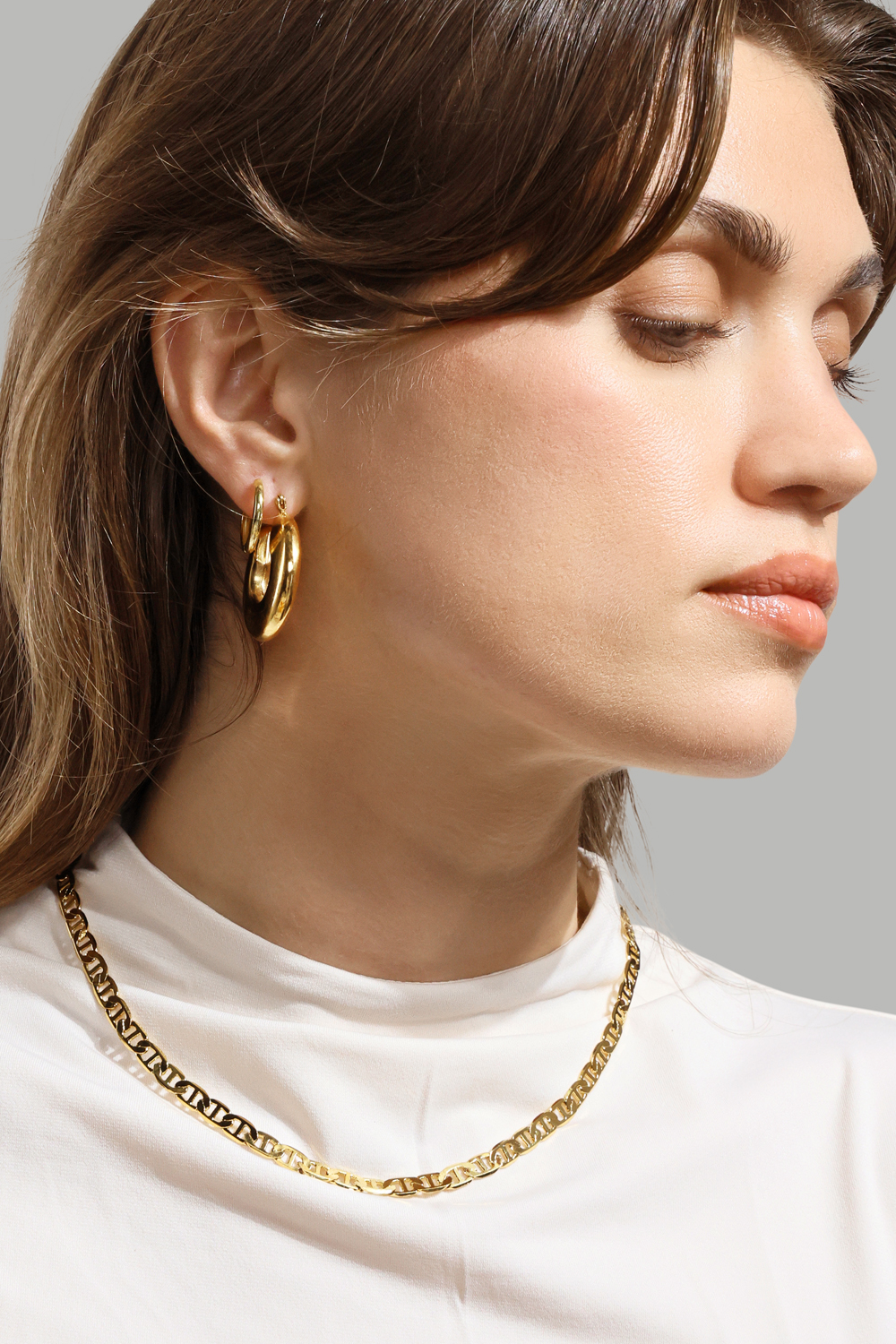 Örhänge Luna Bold Hoops - 18k Guldpläterat