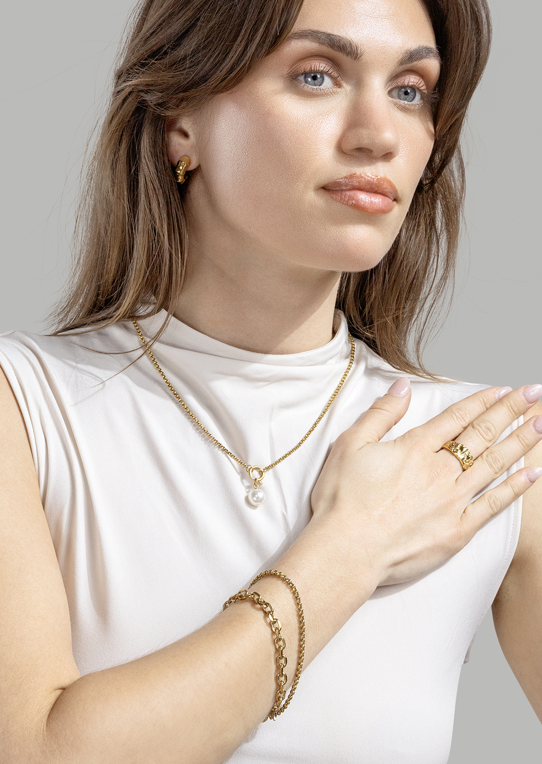 Halsband Opal Circle Necklace - 18k Gold Plated