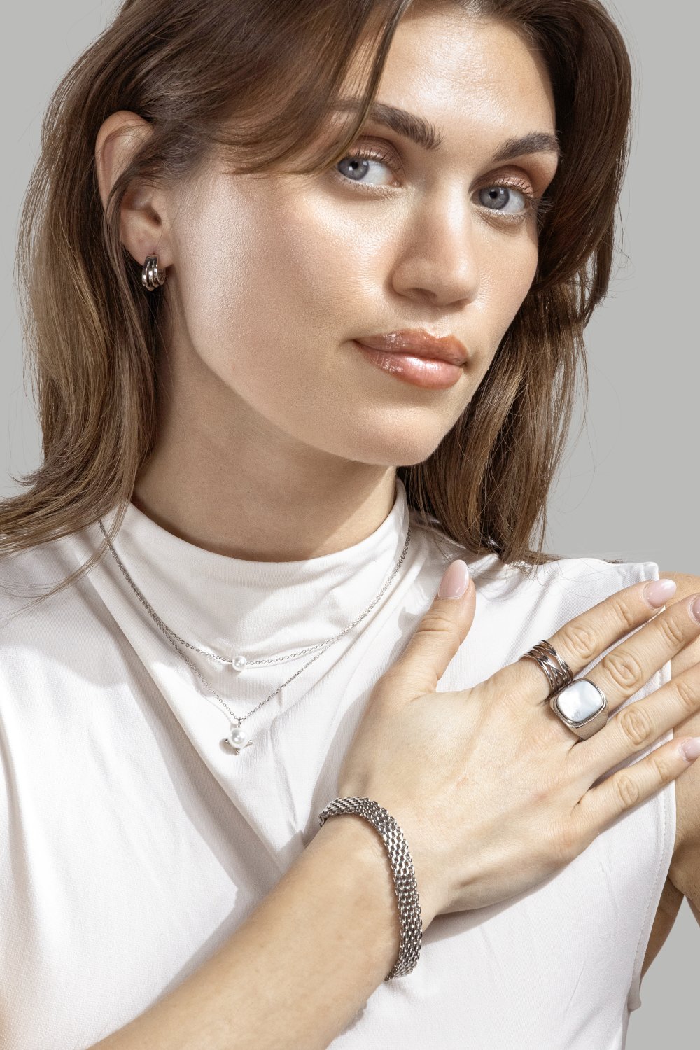 Halsband Mini Pearl - Silverpläterat