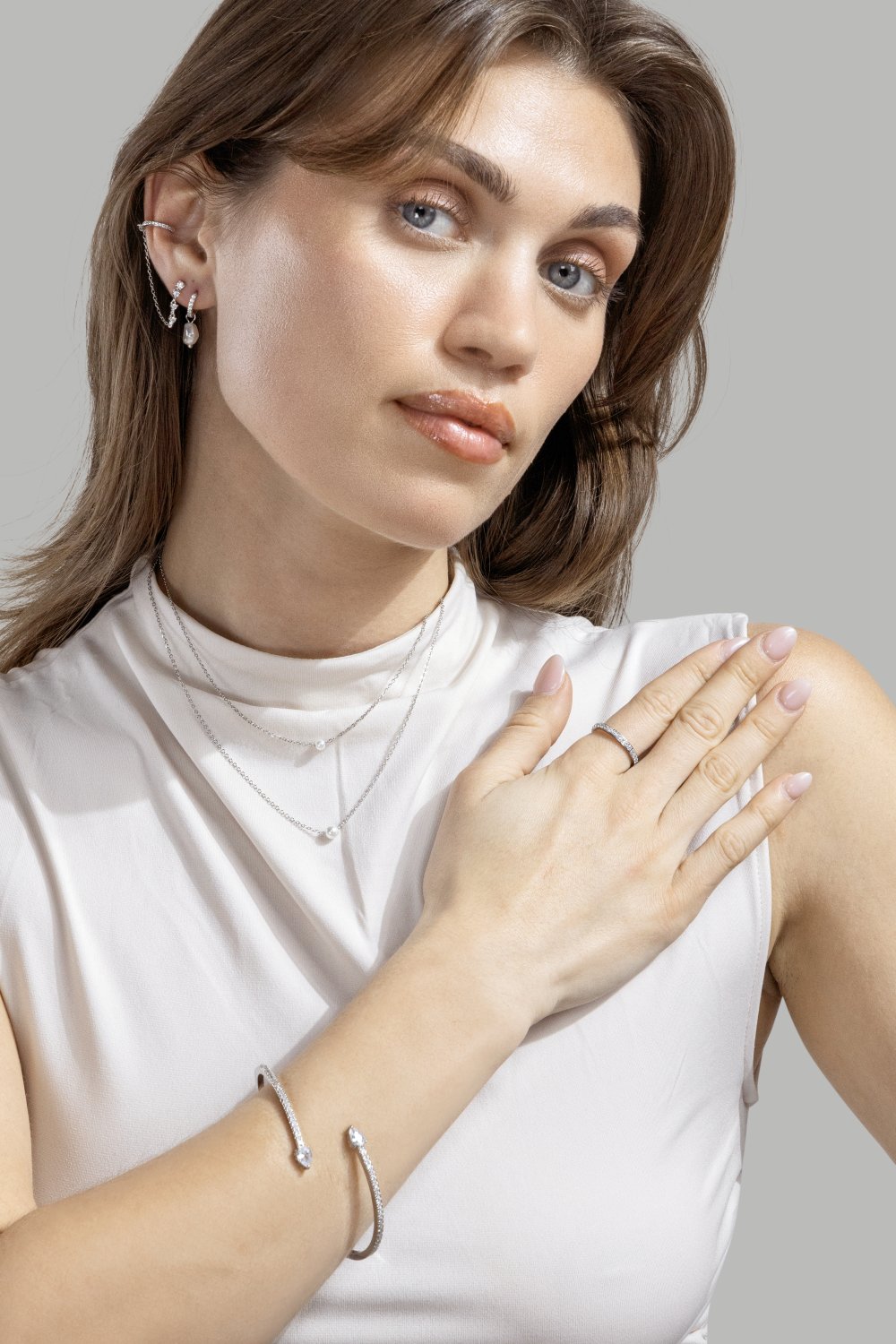 Halsband Pearl Grace – Silver Plated