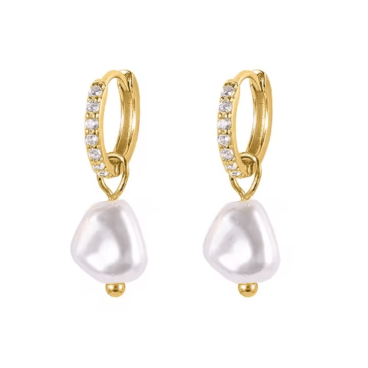 Pearl Charm Örhängen – 18k Guldpläterade