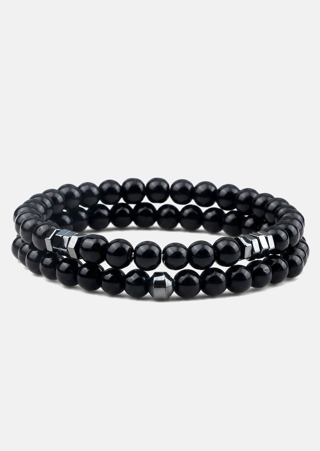 Pärlarmband Obsidian Halo