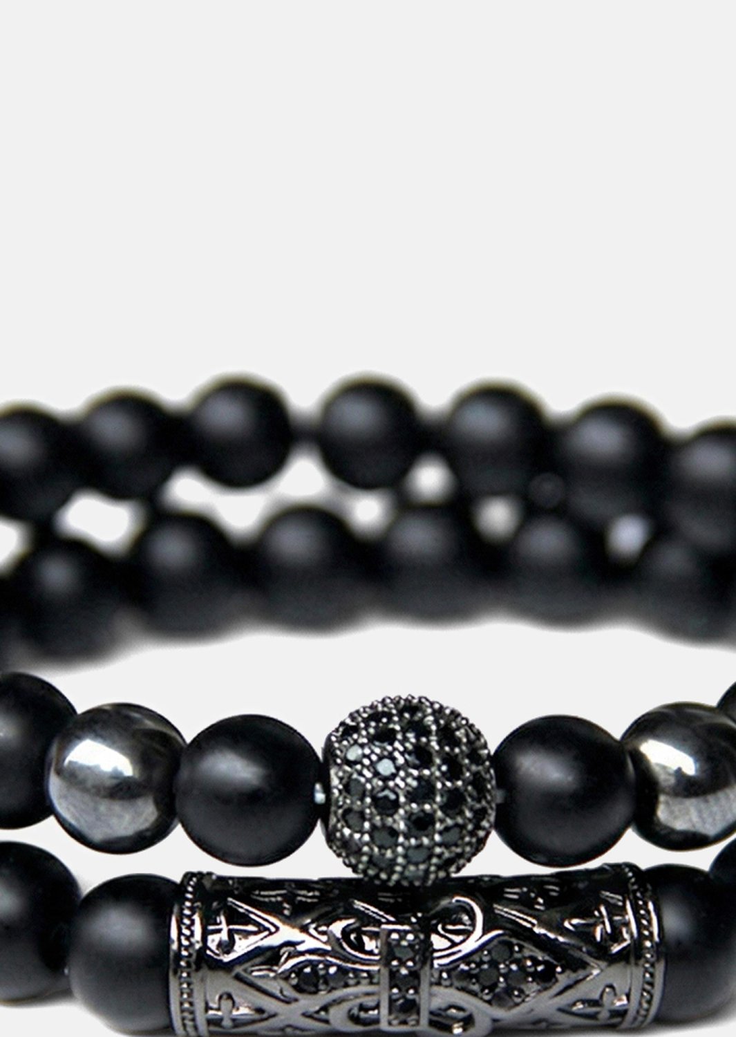 Pärlarmband Obsidian Crown