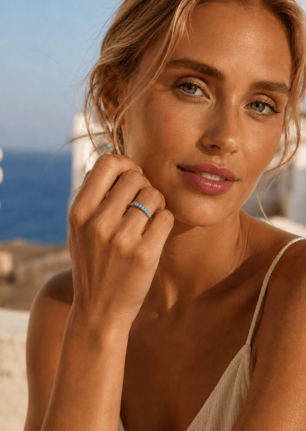 Blue Pearl Elegance Ring - 18k Guldpläterad