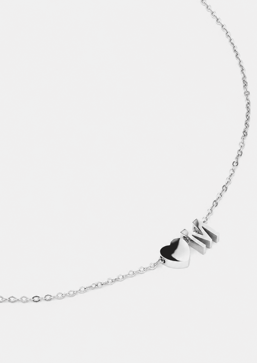 Halsband Heart Letter A-N - Silverpläterad