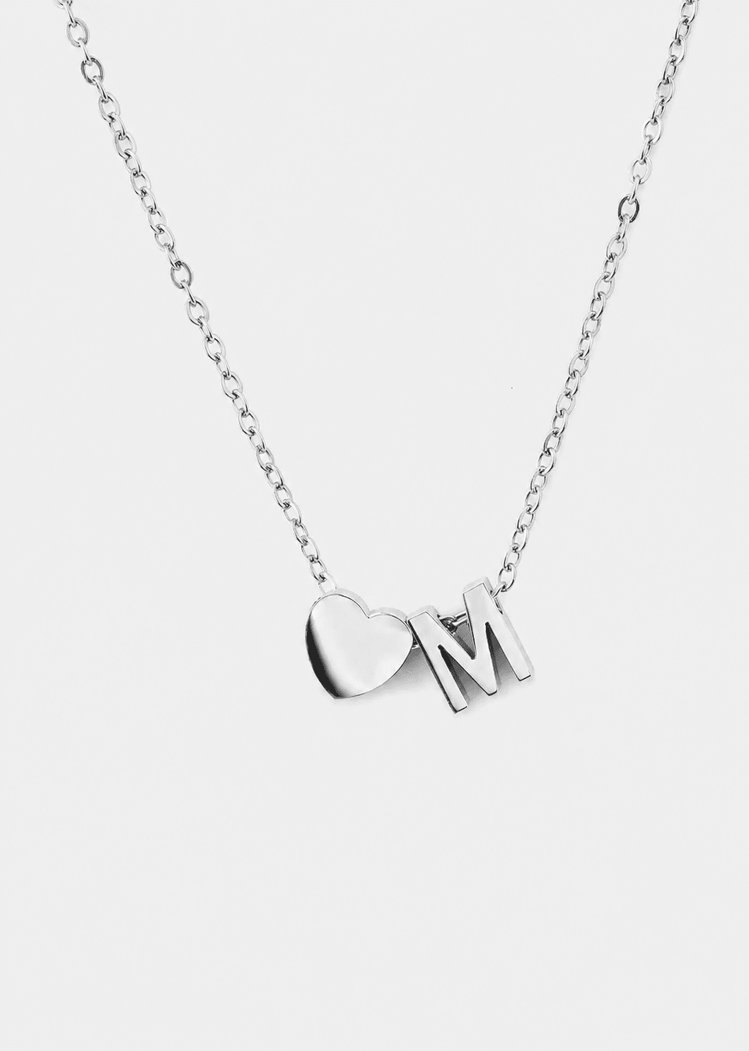 Halsband Heart Letter A-N - Silverpläterad