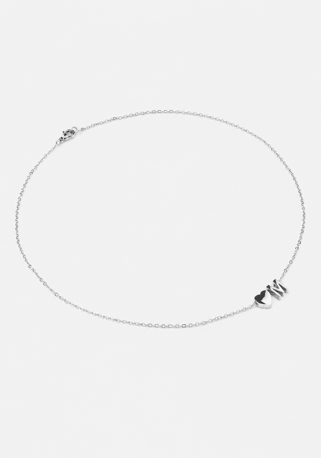 Halsband Heart Letter A-N - Silverpläterad