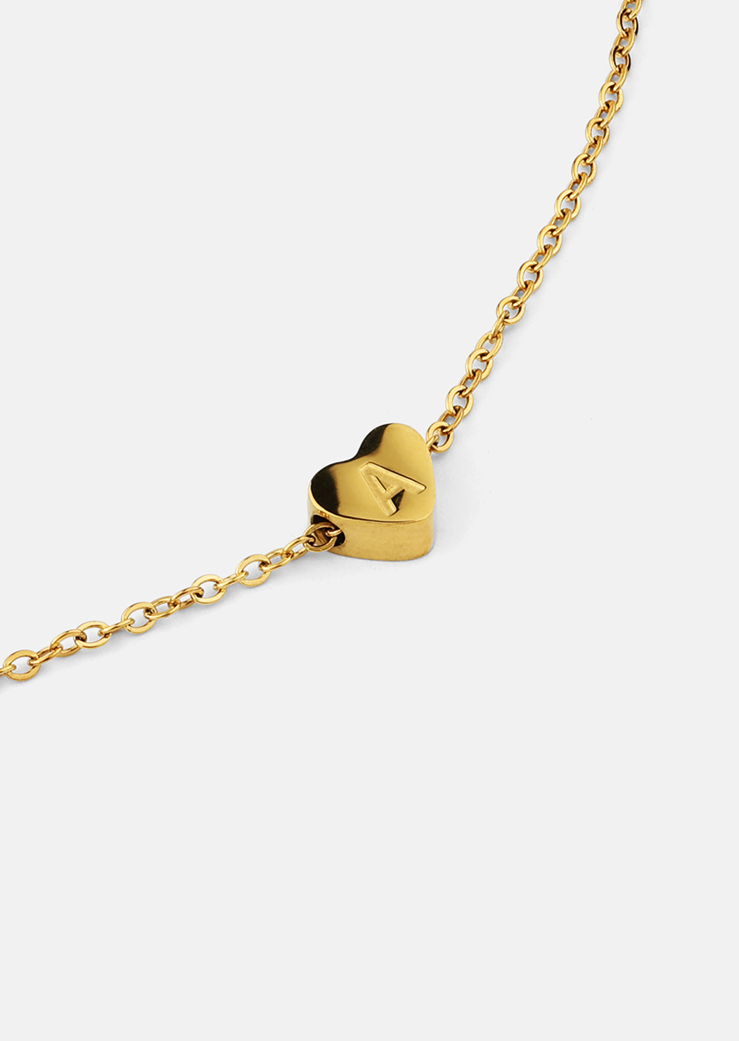 Halsband Heart Letter A-N - 18k Guldpläterat