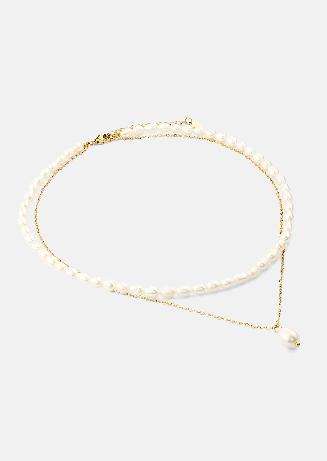 Halsband Duo Pearl & Gold - 18k Guldpläterat