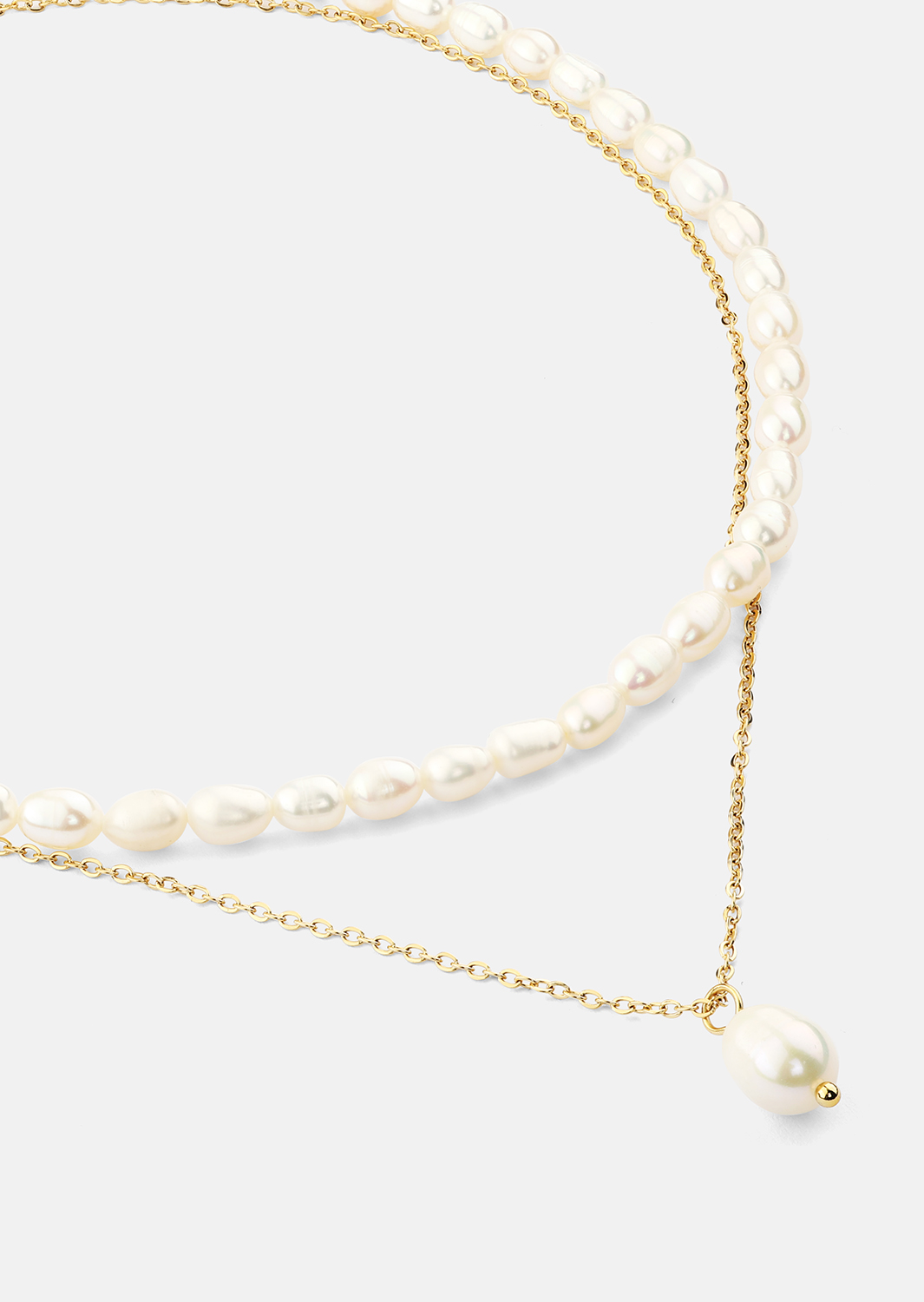 Halsband Duo Pearl & Gold - 18k Guldpläterat
