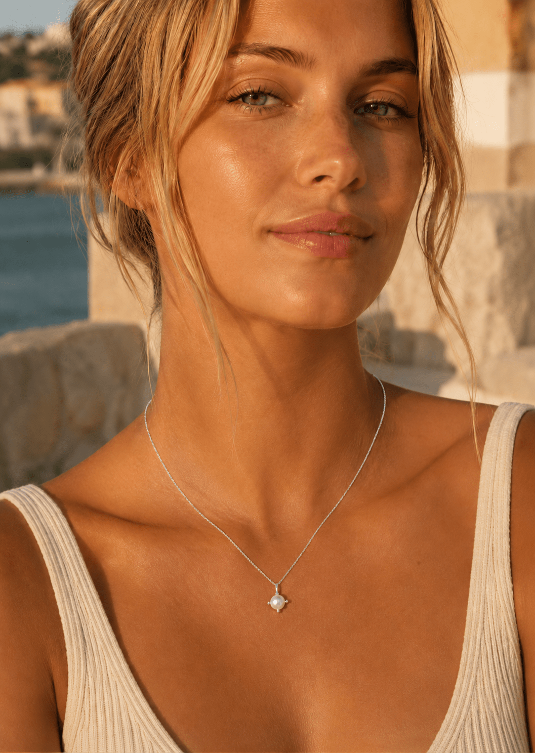 Halsband North Pearl - Silverpläterat