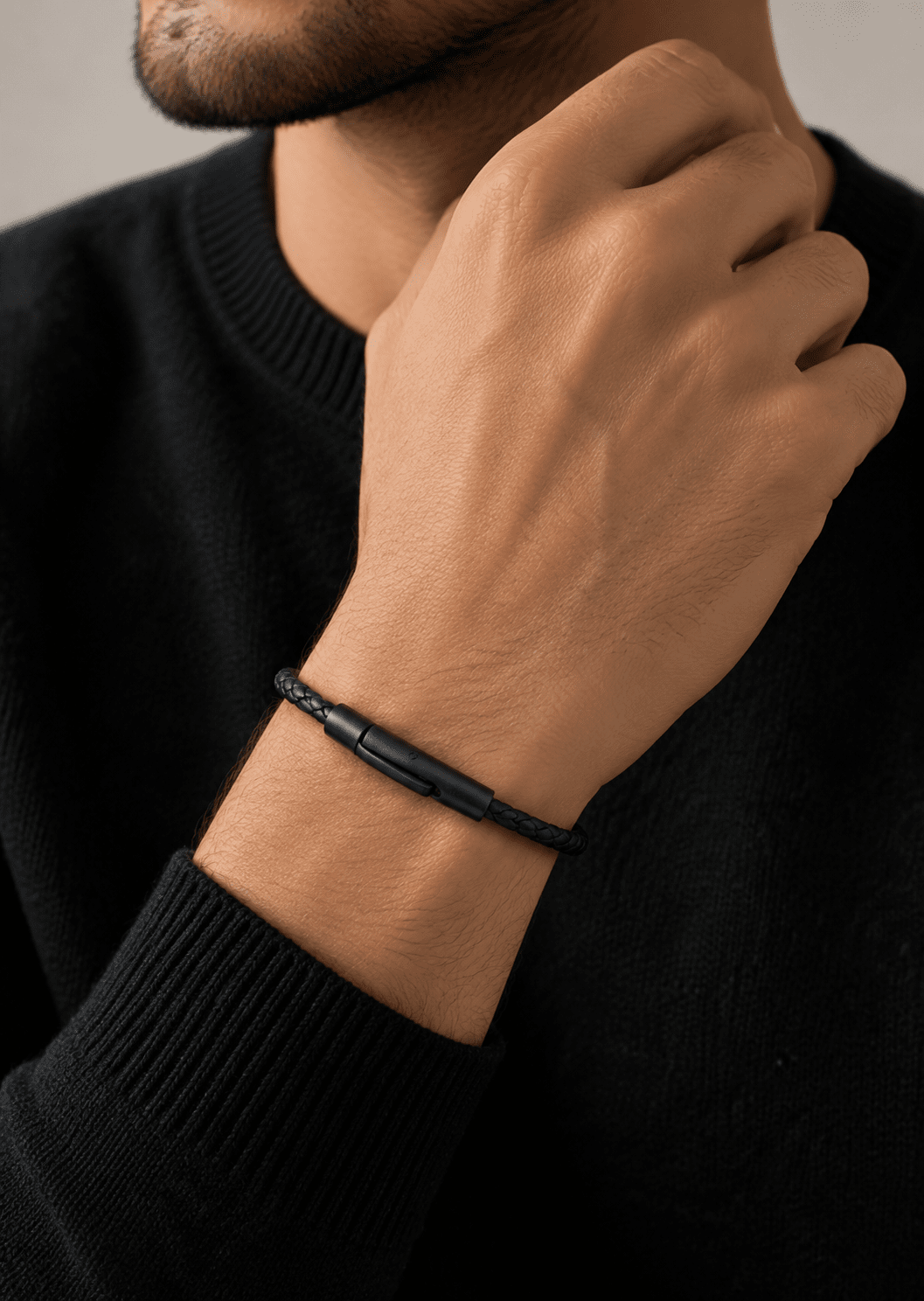 Läderarmband Obsidian Link