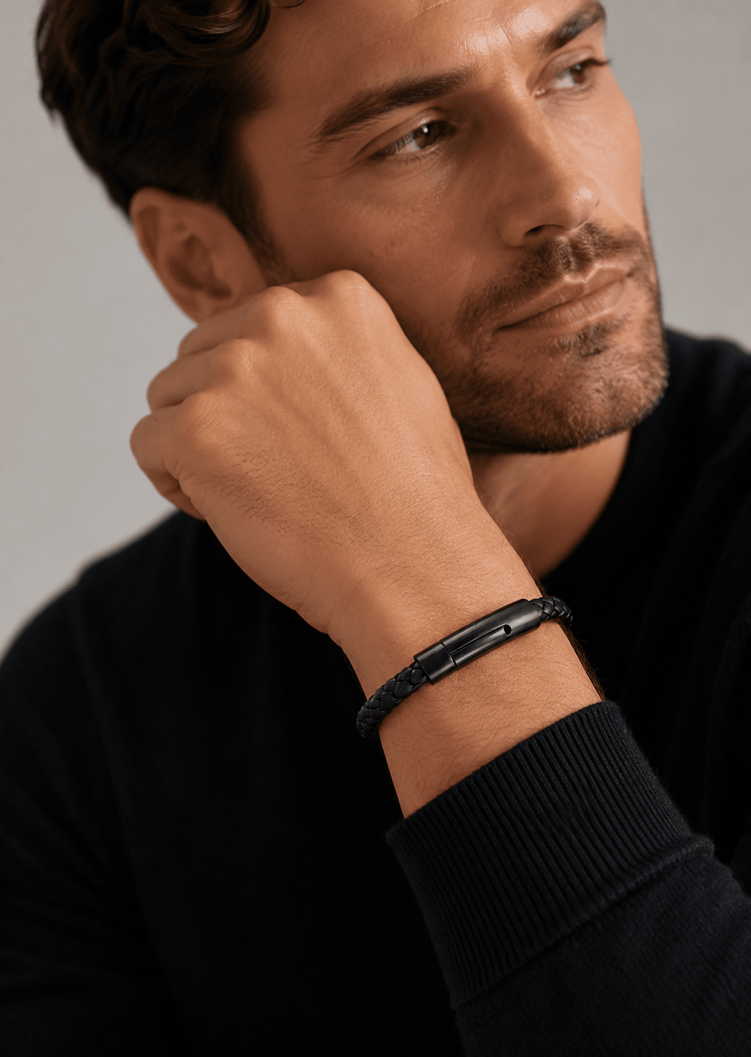 Läderarmband Onyx Weave