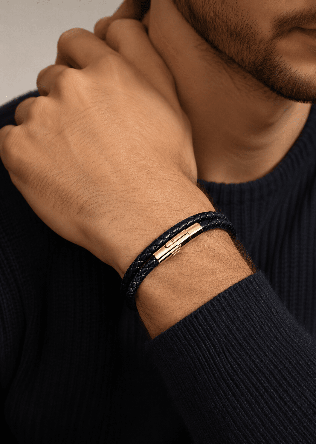 Läderarmband Titan Lattice