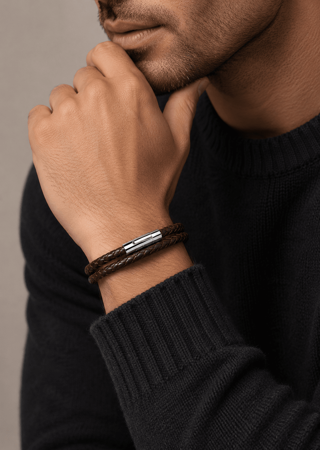 Läderarmband Crimson Arc
