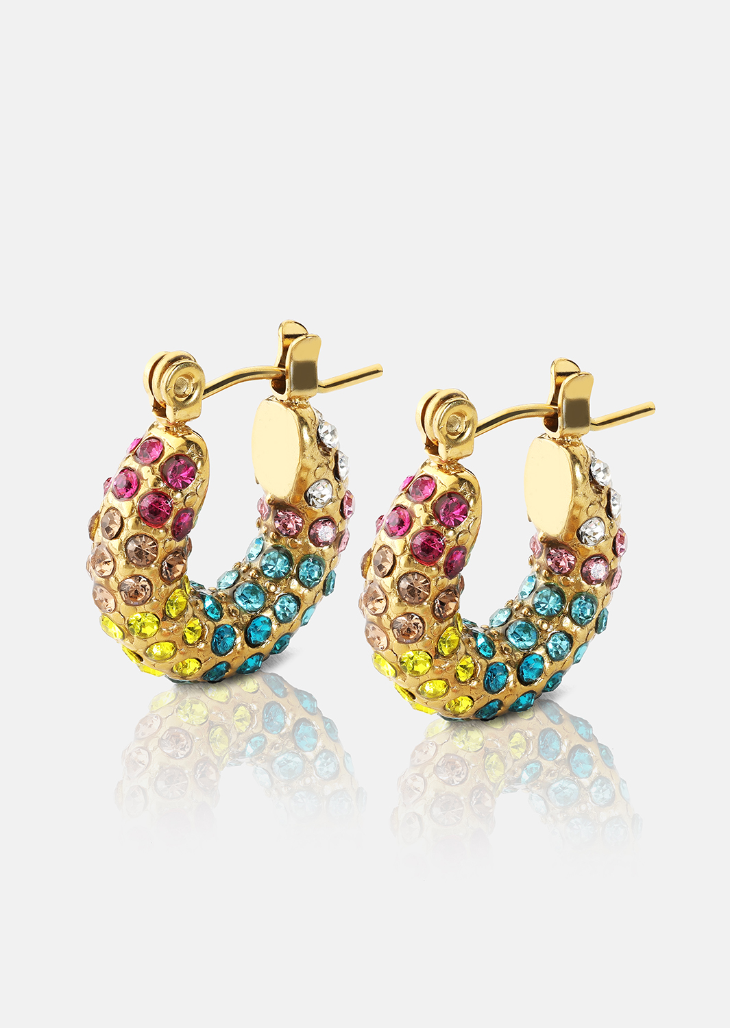 Colored Pearl Hoop Örhänge - 18k Guldpläterat