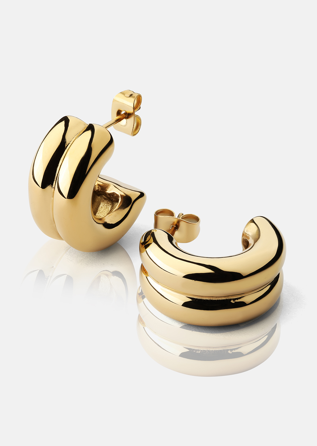 Örhänge Bold Curve - 18k Guldpläterat