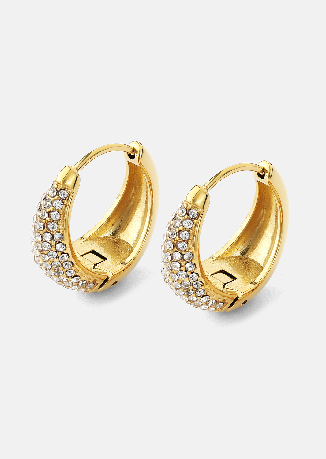 Örhänge White Crystal Bold Hoops - 18k Guldpläterat