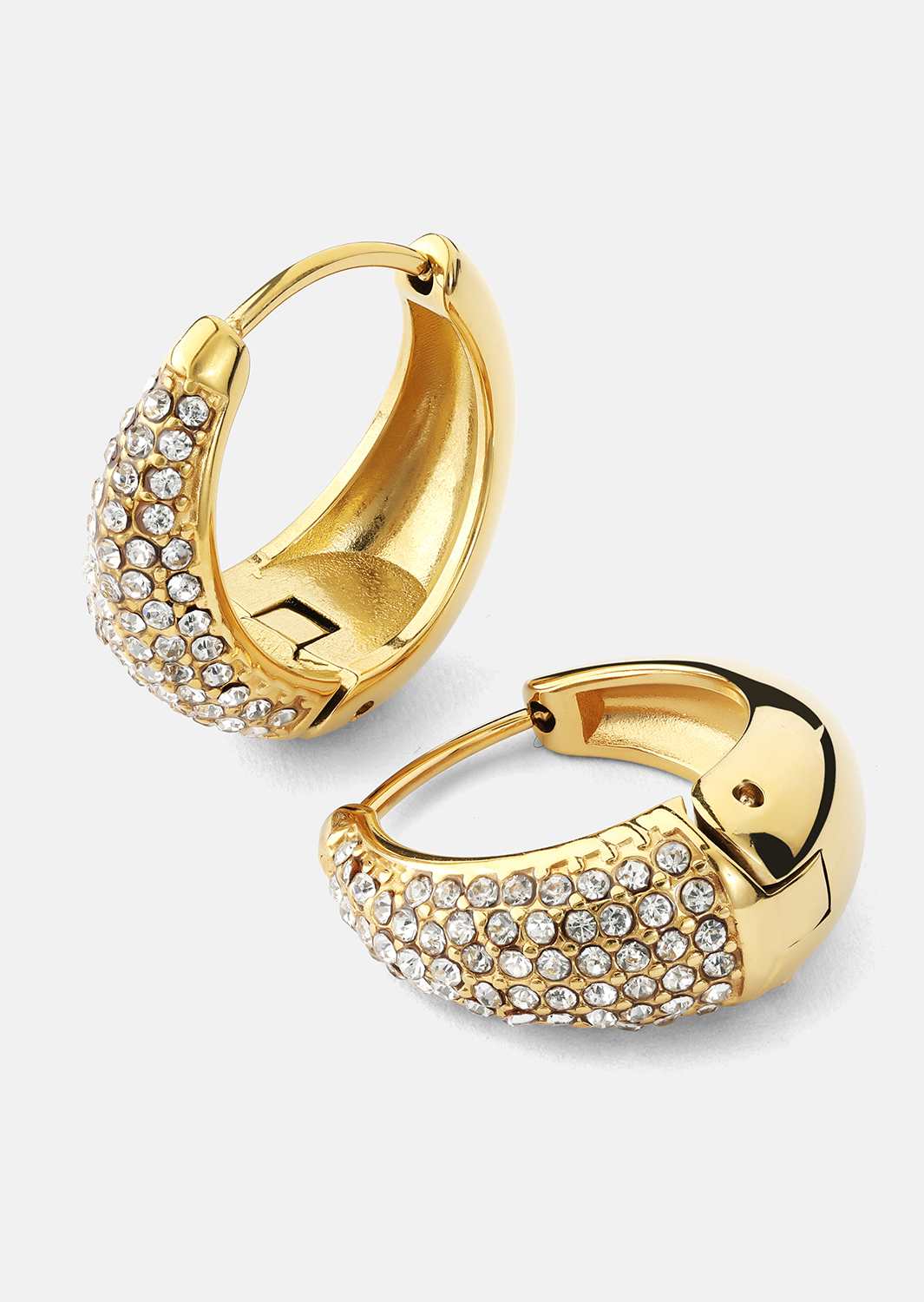 Örhänge White Crystal Bold Hoops - 18k Guldpläterat